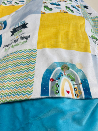 Boys, Cars & Rainbows Minky Blanket *Choose Size & Backing *Can Add Custom Embroidery