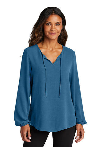 Brown County Public Health Blue Crepe Blouse