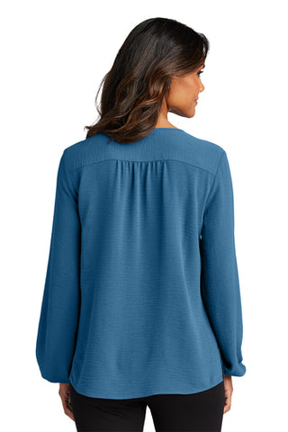 Brown County Public Health Blue Crepe Blouse