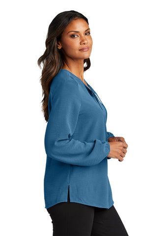 Brown County Public Health Blue Crepe Blouse