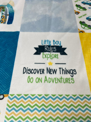 Boys, Cars & Rainbows Minky Blanket *Choose Size & Backing *Can Add Custom Embroidery