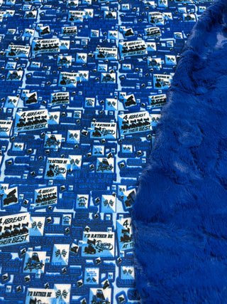 4 Abreast Sprint cars at their Best Minky  in Royal Blue **Choose backing