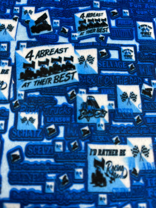 4 Abreast Sprint cars at their Best Minky  in Royal Blue **Choose backing
