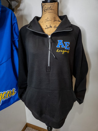 AE Dragons Black Half Zip Pullover - Ladies Fit