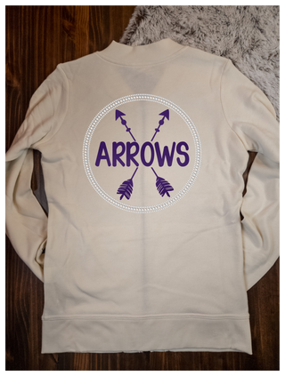 Arrows Rhinestone Ivory French Terry Bomber Zip-Up