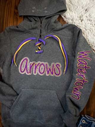 Arrows Watertown Rhinestone Lace-Up Hoodie