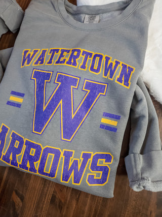 Watertown Arrows Dyed Fleece Crewneck Sweatshirt
