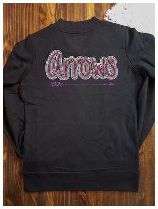 Arrows Rhinestone Black French Terry Bomber Zip-Up