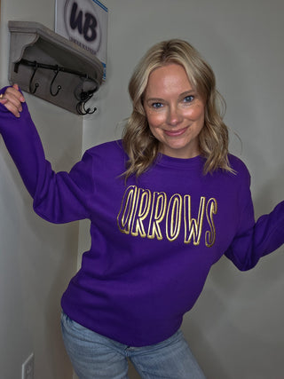 Arrows Gold Metallic Puff Purple Plush Crewneck Sweatshirt