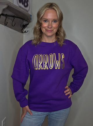 Arrows Gold Metallic Puff Purple Plush Crewneck Sweatshirt