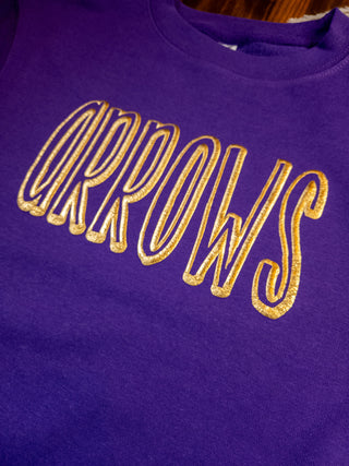 Arrows Gold Metallic Puff Purple Plush Crewneck Sweatshirt