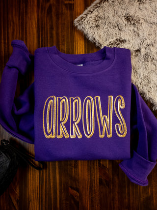 Arrows Gold Metallic Puff Purple Plush Crewneck Sweatshirt