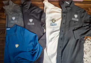 Brown County Public Health Blue Crepe Blouse