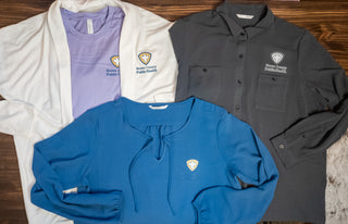 Brown County Public Health Blue Crepe Blouse