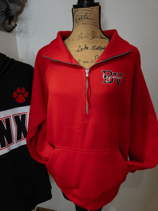 BV Lynx Red Half Zip Pullover - Ladies Fit