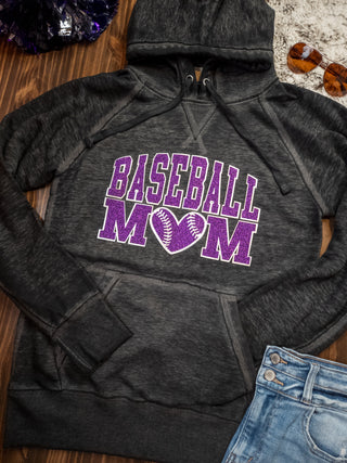 Baseball Mom Fleece Hoodie - Purple Sparkle