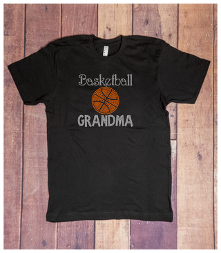 Basketball Grandma Rhinestone Tee - Black/Crystal