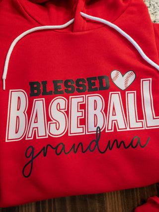 Blessed Baseball Grandma Red Fleece Hoodie