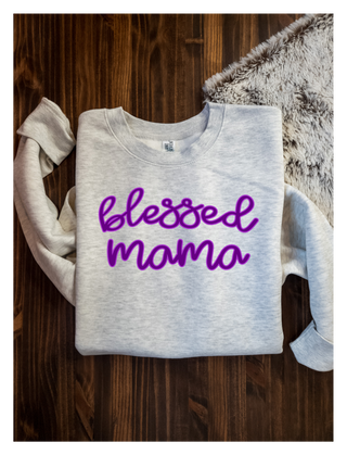 Blessed Mama Oatmeal Plush Crewneck Sweatshirt