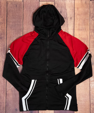 XL Hockey Mom Rhinestone Retro Jacket - Black & Red