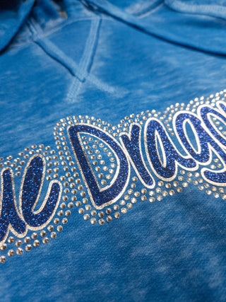 Blue Dragons Rhinestone Blue Fleece Hoodie