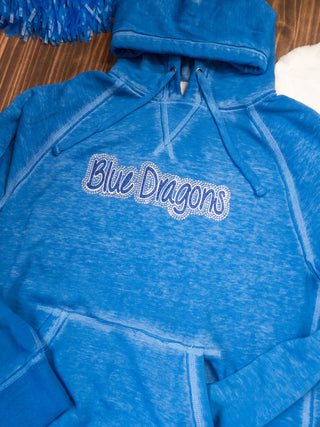 Blue Dragons Rhinestone Blue Fleece Hoodie