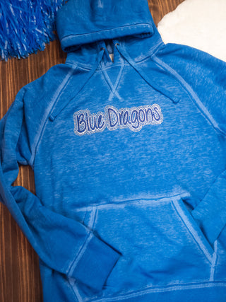 Blue Dragons Rhinestone Blue Fleece Hoodie