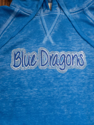 Blue Dragons Rhinestone Blue Fleece Hoodie