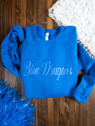 Blue Dragons Blue Metallic Puff Crewneck Sweatshirt