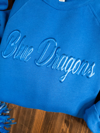Blue Dragons Blue Metallic Puff Crewneck Sweatshirt