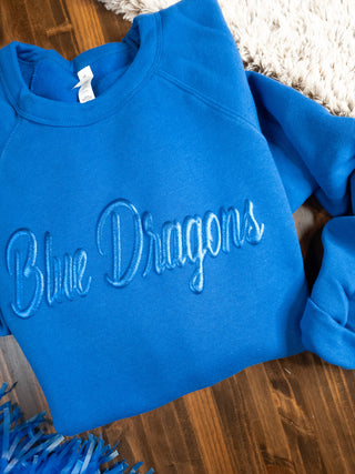 Blue Dragons Blue Metallic Puff Crewneck Sweatshirt