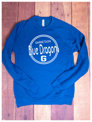 Garretson Blue Dragons White Puff Print Blue Crewneck Sweatshirt