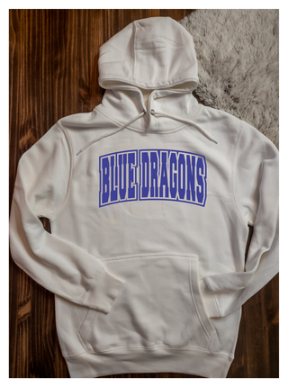 Blue Dragons White Plush Hooded Sweatshirt