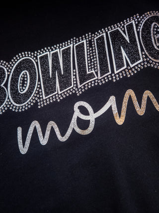 Bowling Mom Black Rhinestone Tee