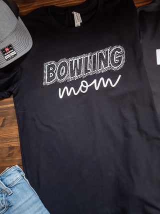 Bowling Mom Black Rhinestone Tee