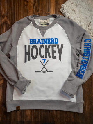 Brainerd Hockey Gray League Crewneck With Personalized Number
