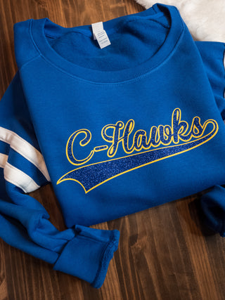 C-Hawks Blue Varsity Crewneck - Ladies Fit