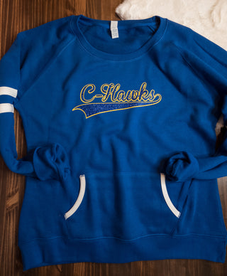 C-Hawks Blue Varsity Crewneck - Ladies Fit