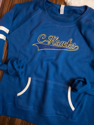 C-Hawks Blue Varsity Crewneck - Ladies Fit