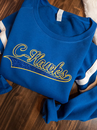 C-Hawks Blue Varsity Crewneck - Ladies Fit