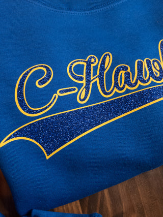 C-Hawks Blue Varsity Crewneck - Ladies Fit