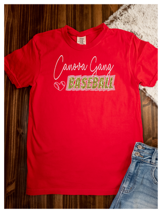 Canova Baseball Rhinestone Red Dyed Tee