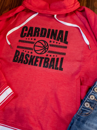 Cardinal Basketball Sparkle Cowl Neck