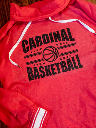 Cardinal Basketball Sparkle Cowl Neck
