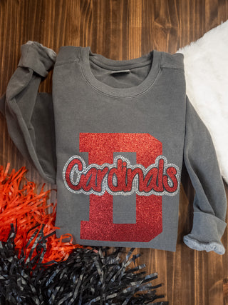 Cardinals D Rhinestone Dyed Pepper Crewneck Sweatshirt