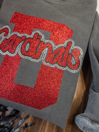 Cardinals D Rhinestone Dyed Pepper Crewneck Sweatshirt