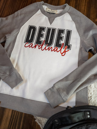 Deuel Cardinals Gray League Crewneck - Ladies Fit