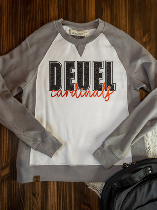 Deuel Cardinals Gray League Crewneck - Ladies Fit