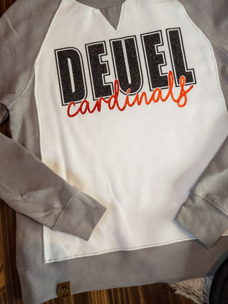 Deuel Cardinals Gray League Crewneck - Ladies Fit