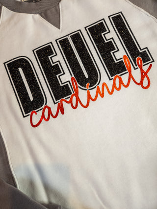 Deuel Cardinals Gray League Crewneck - Ladies Fit